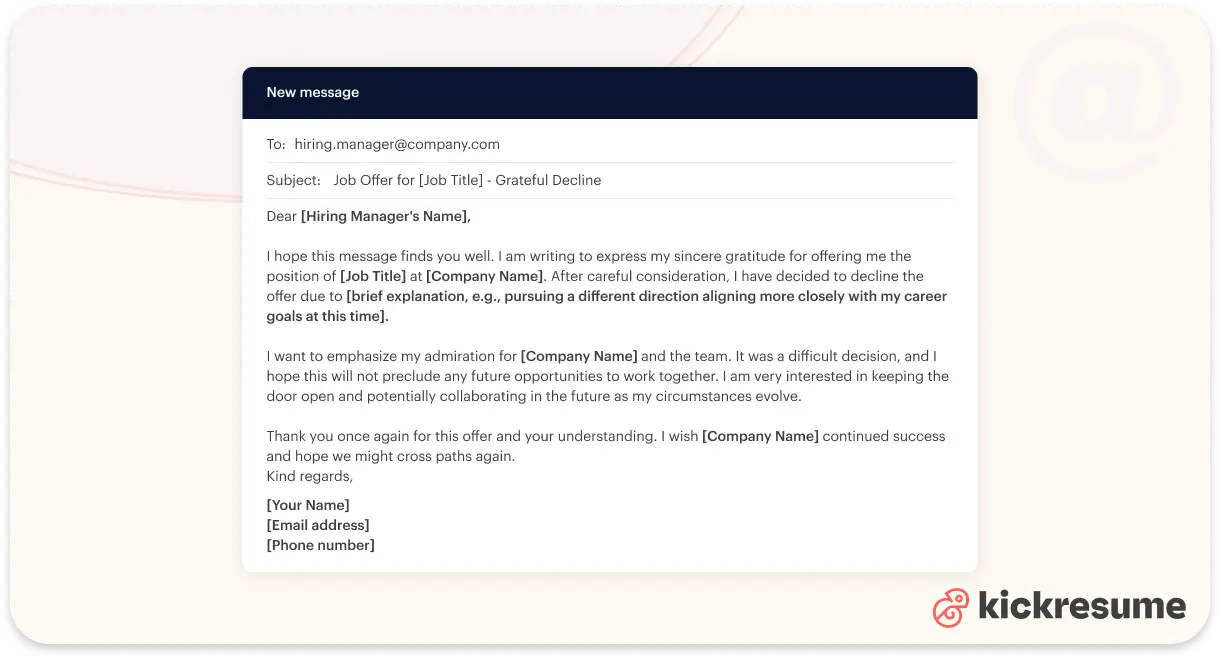 Email Decline Job Offer Sample: How to Gracefully Turn Down a Job Opportunity